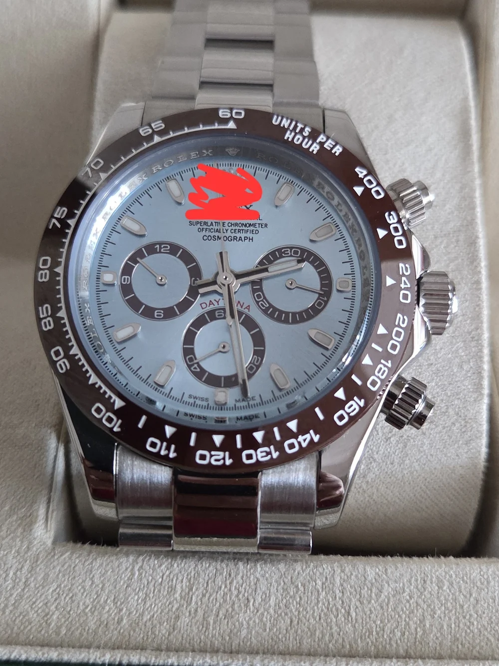 Cosmograph Daytona 40mm Platinum Icy Blue Dial Chestnut Watch
